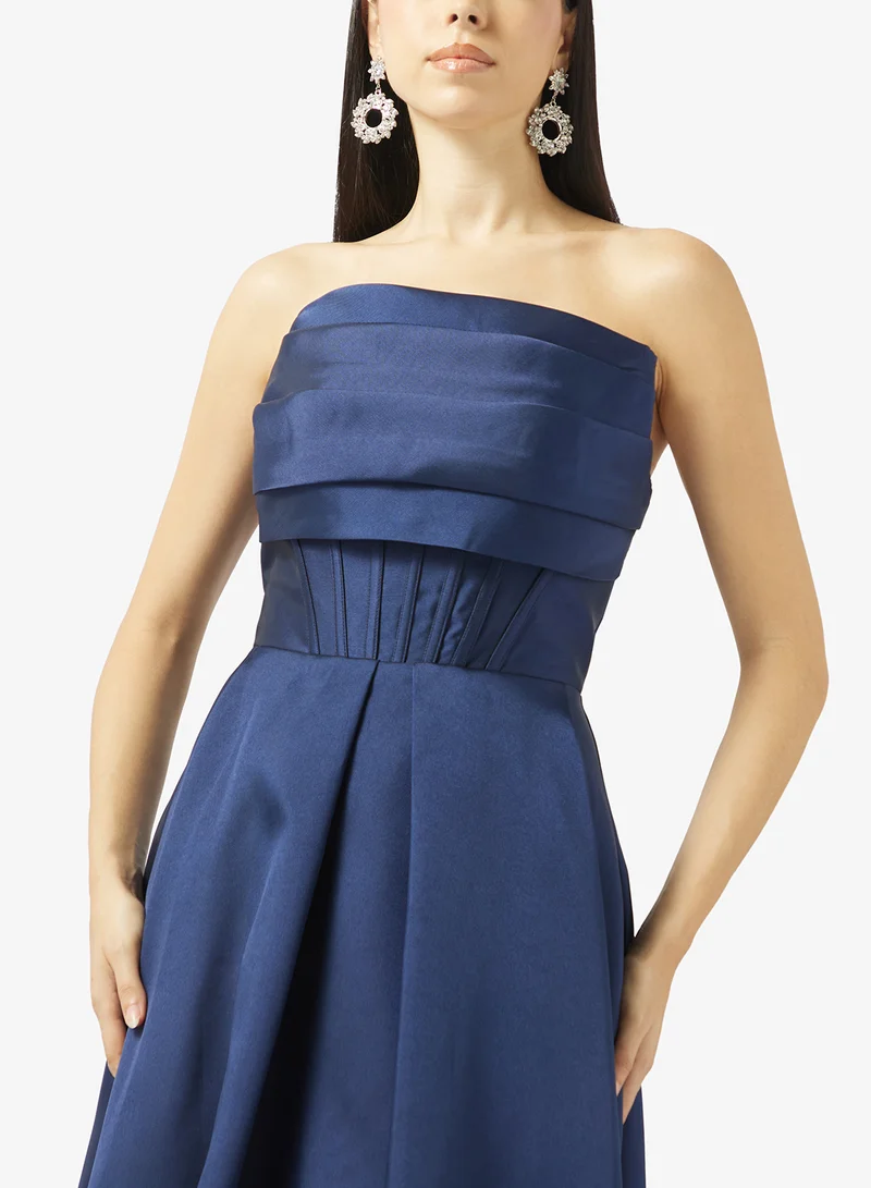 Akadia Fashion  COLD SHOULDER PLEATED BUST TAFFETA DRESS for Women | Best Price UAE